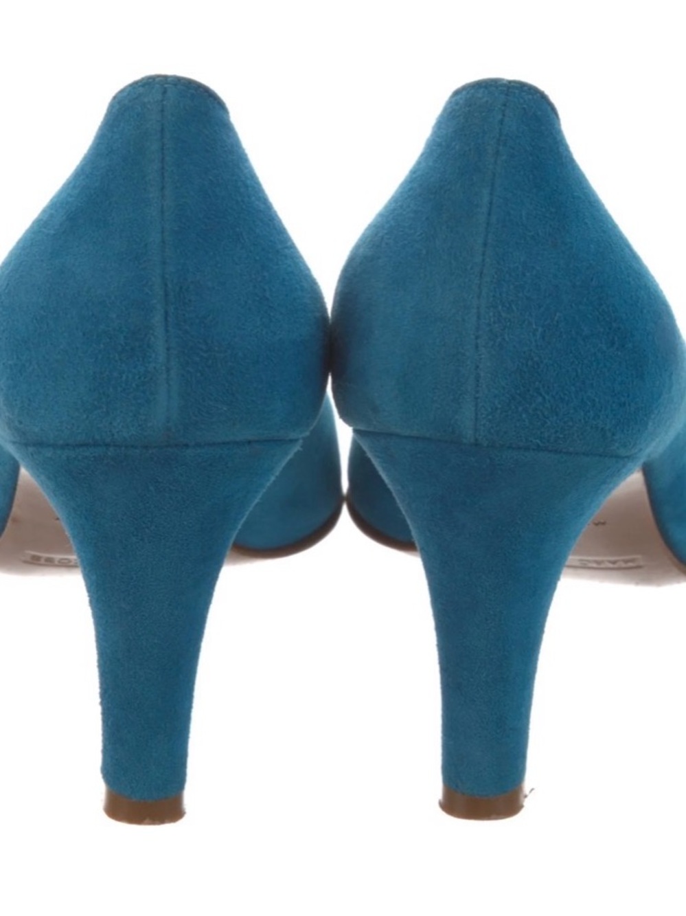 Marc Jacobs Teal Suede Pumps with Pink & Green Petal Accents - Picture 4 of 4